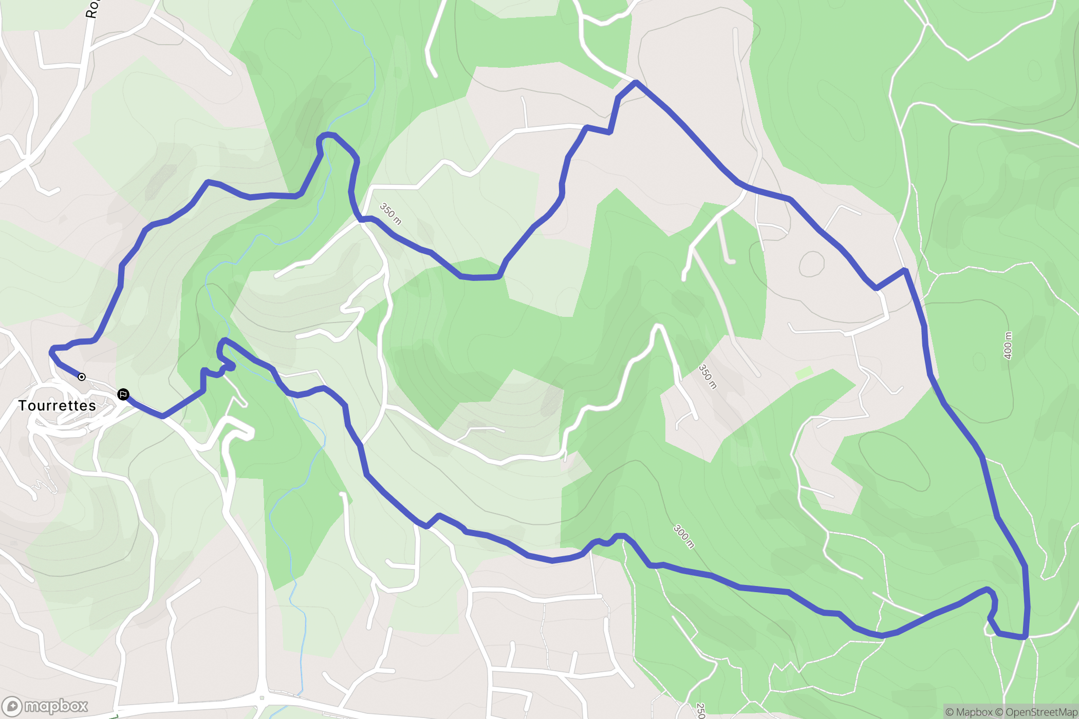 Tourrettes : carte du parcours de randonnée - France