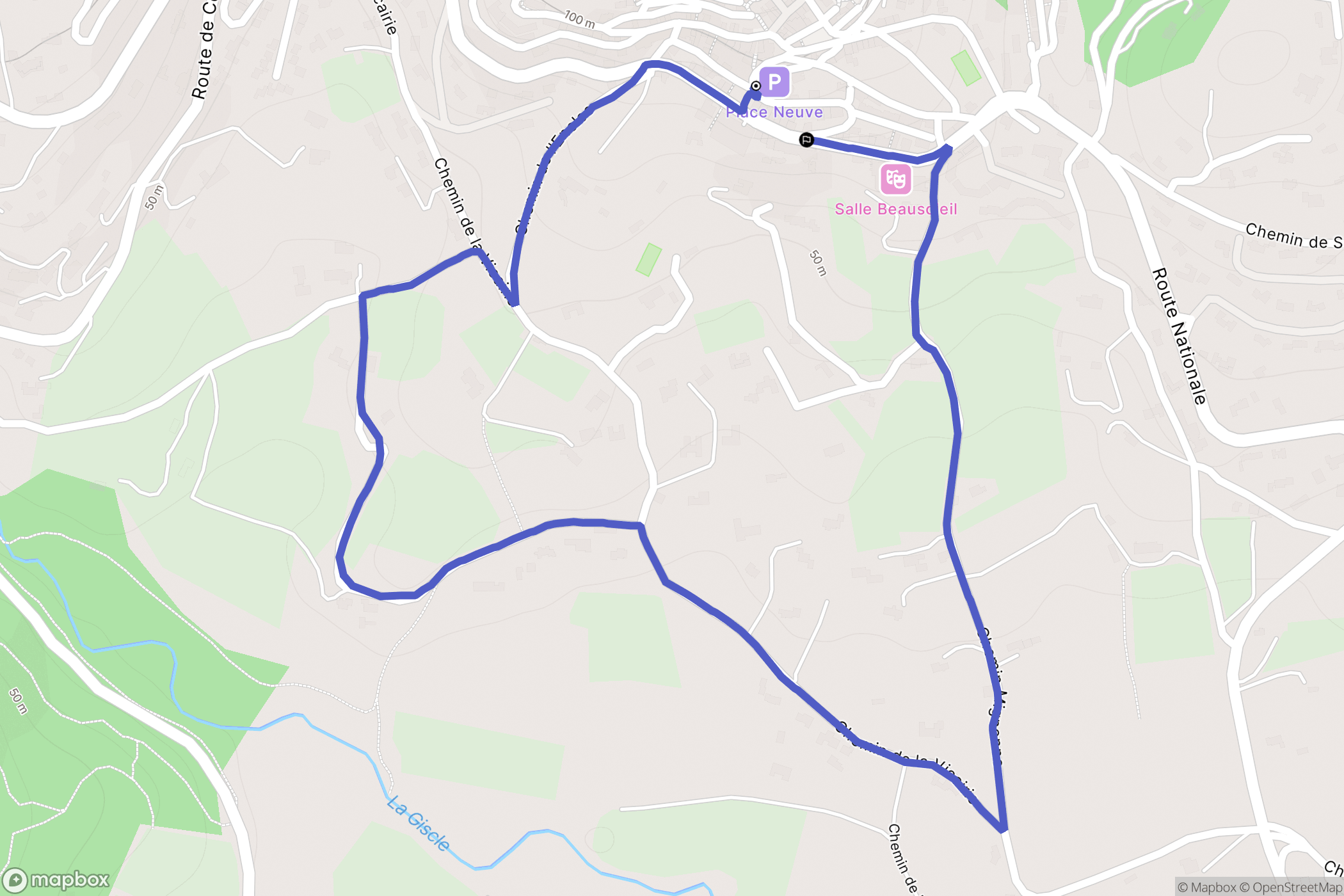 Grimaud : carte du parcours de randonnée - France