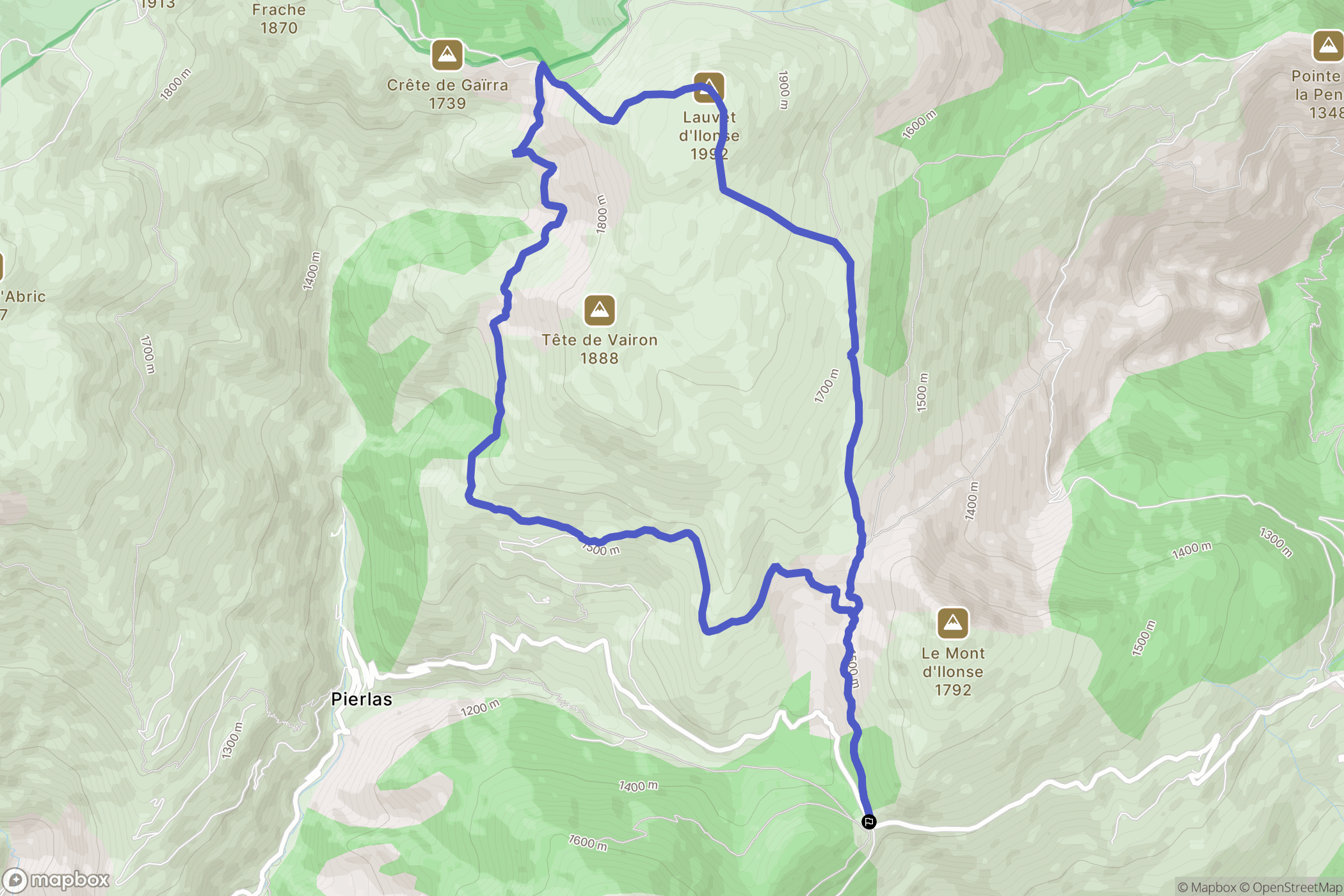 Ilonse : carte du parcours de randonnée - France
