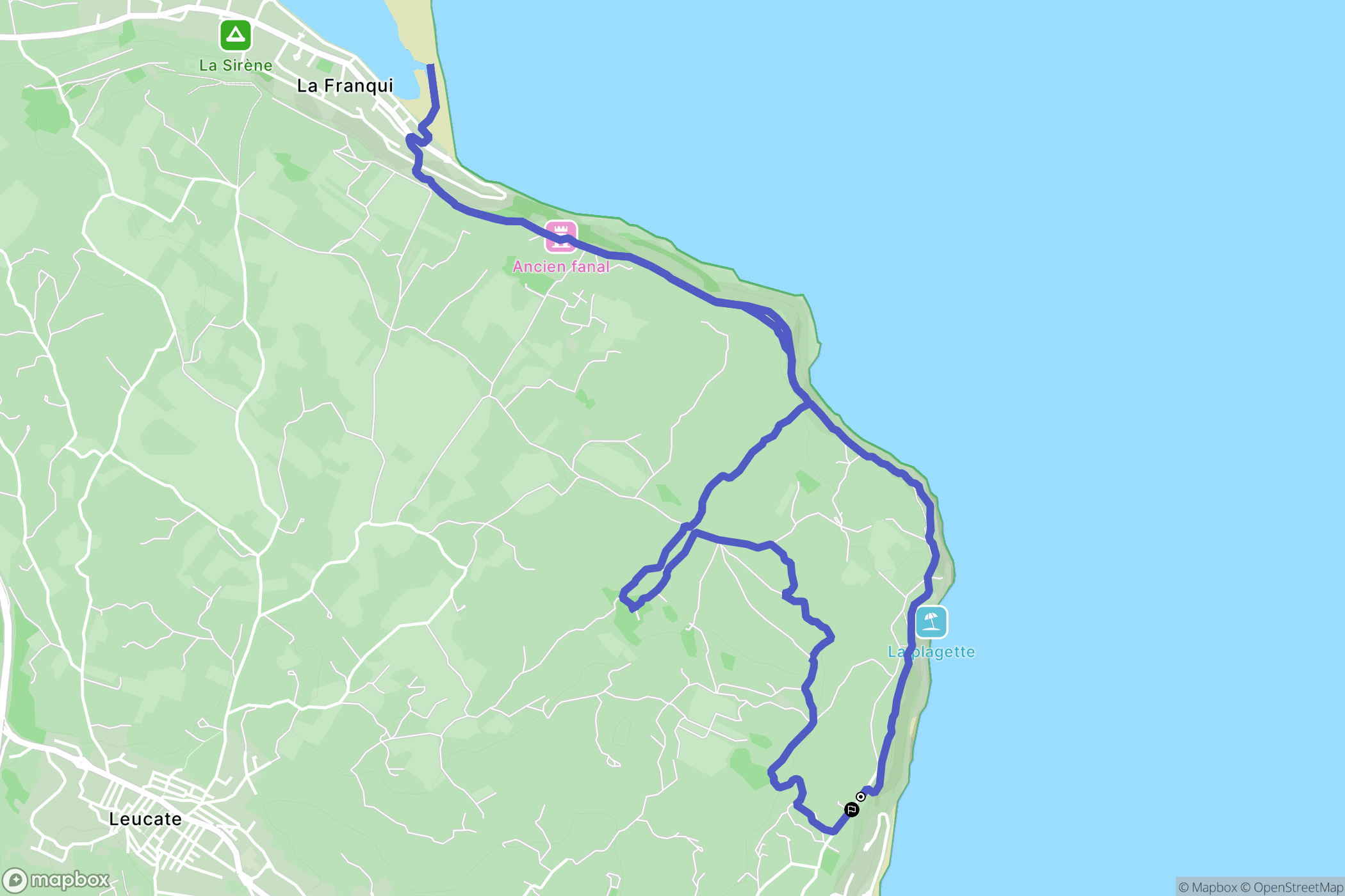 Leucate : carte du parcours de randonnée - France