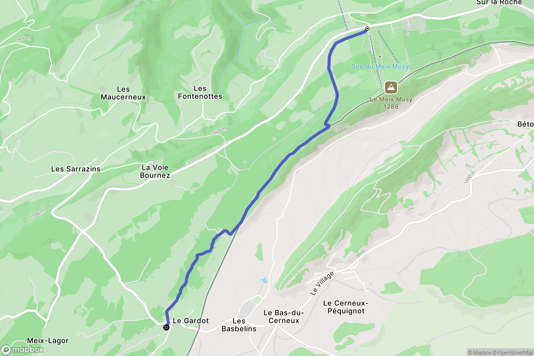 Villers-le-Lac : carte du parcours de randonnée - France