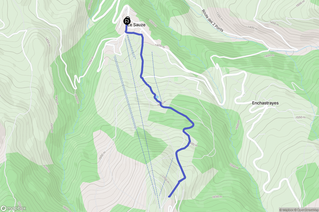 Enchastrayes : carte du parcours de randonnée - France
