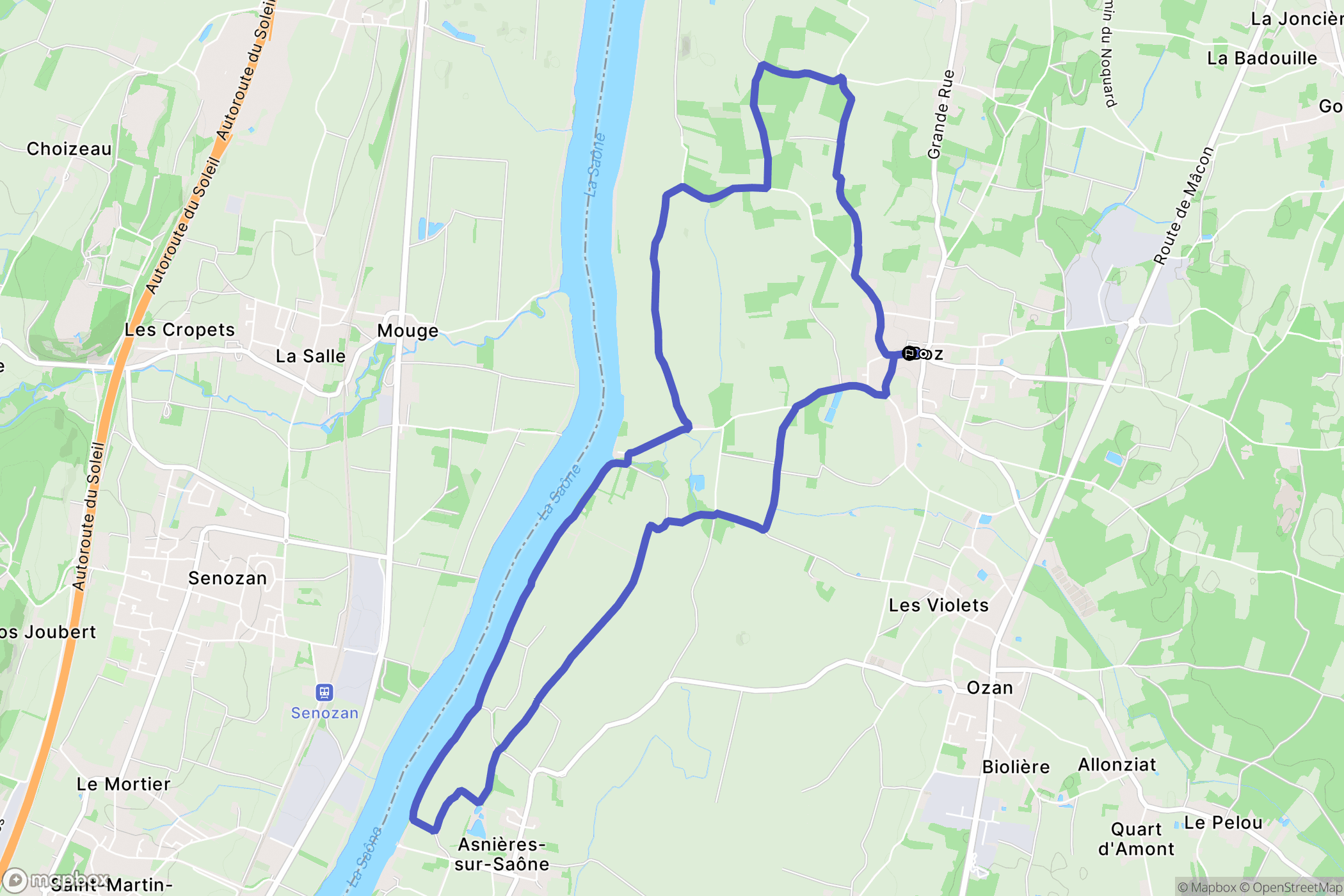 Boz : carte du parcours de randonnée - France