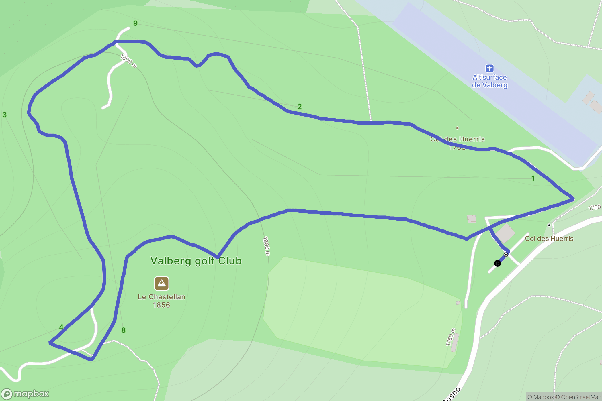 Péone : carte du parcours de randonnée - France