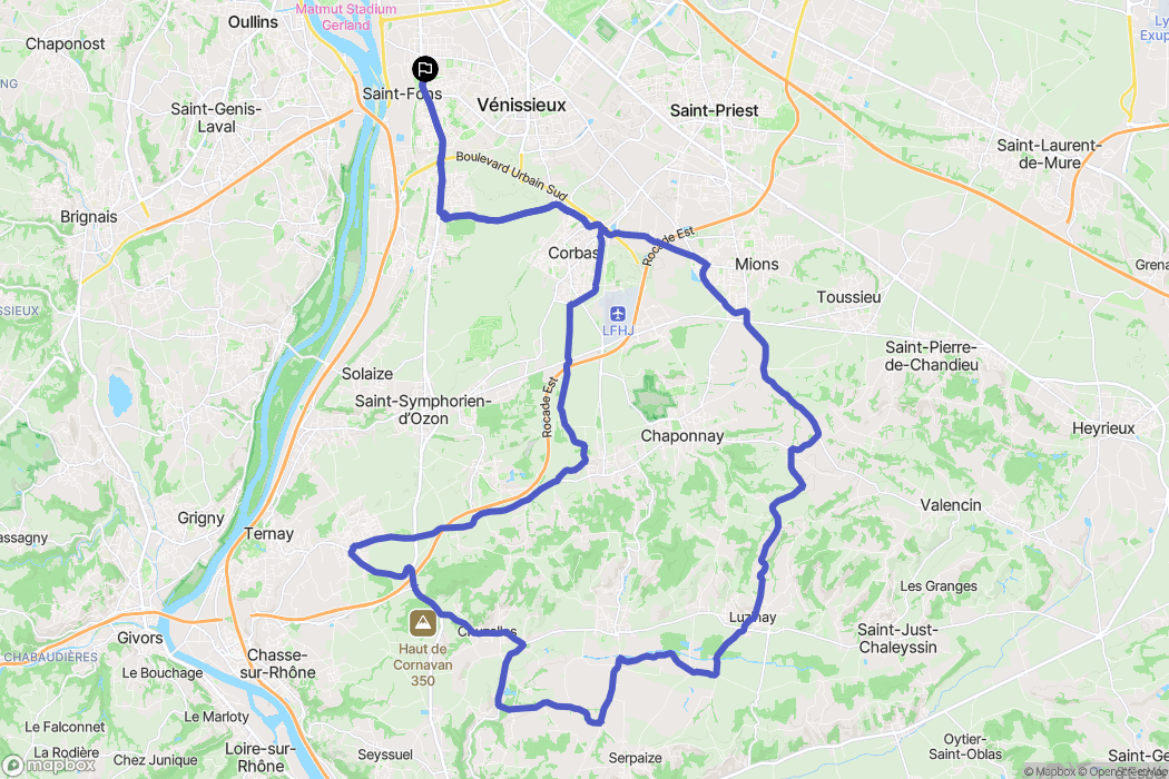 Saint-Fons : carte du parcours de randonnée - France
