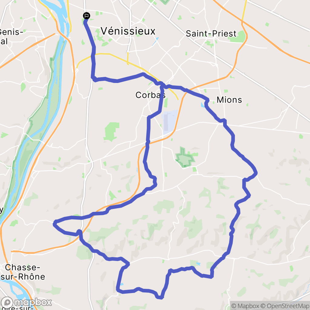 Saint-Fons : carte du parcours de randonnée - France