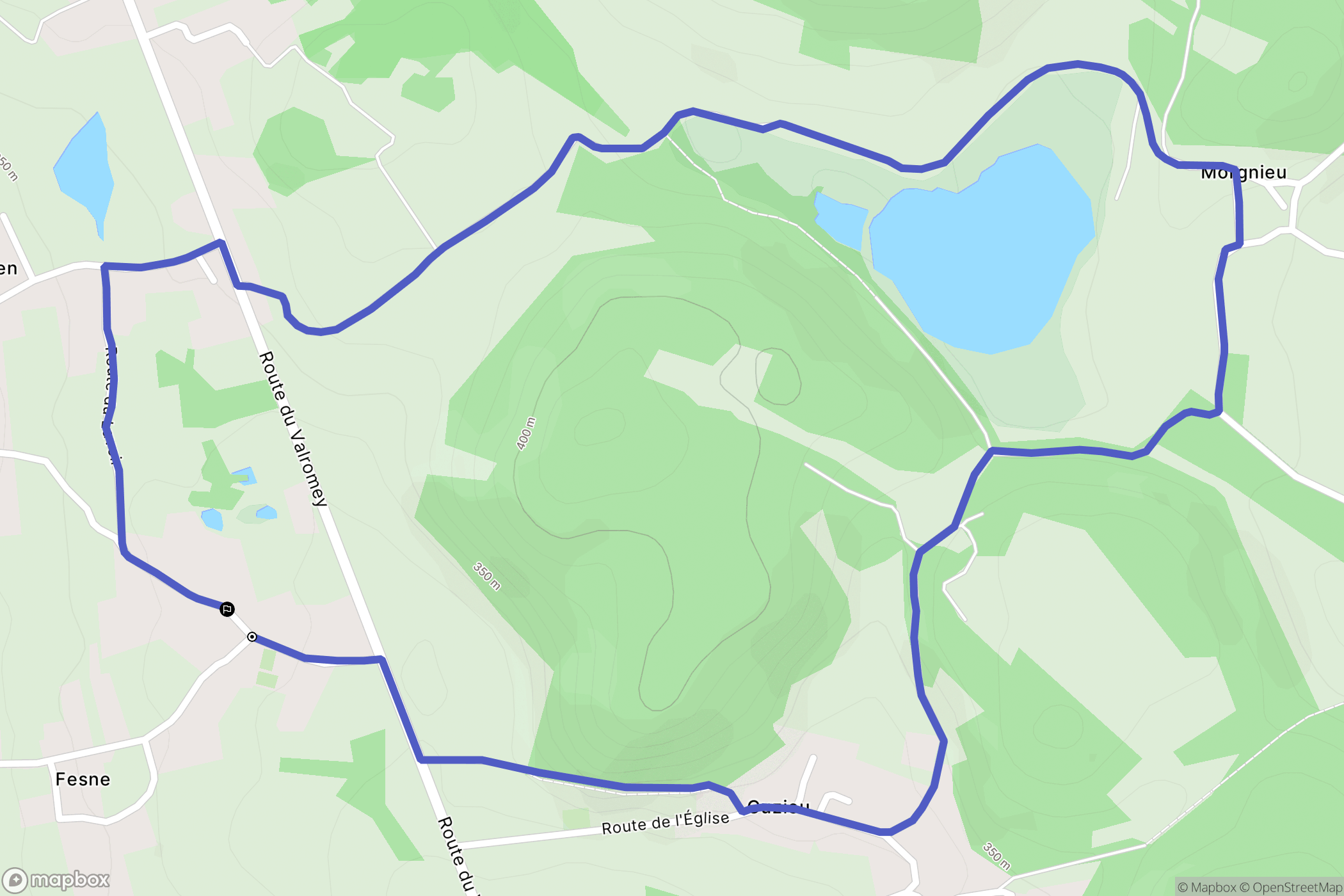 Cuzieu : carte du parcours de randonnée - France