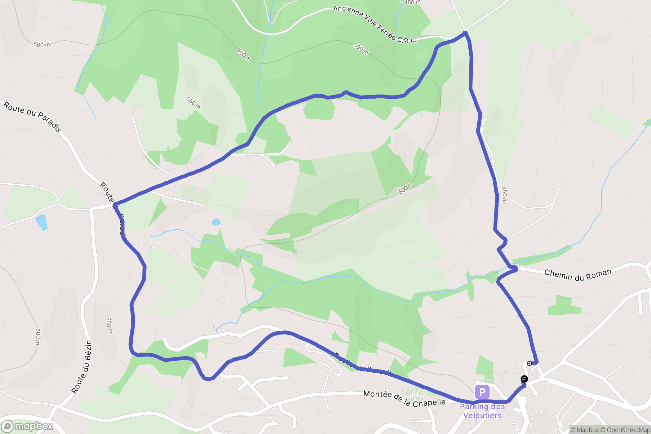 Rontalon : carte du parcours de randonnée - France