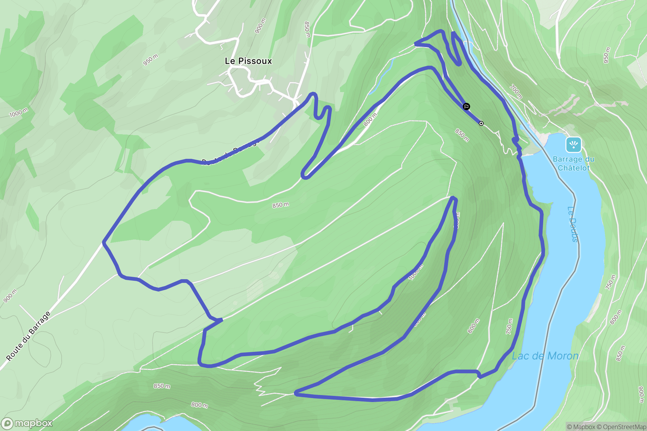 Villers-le-Lac : carte du parcours de randonnée - France