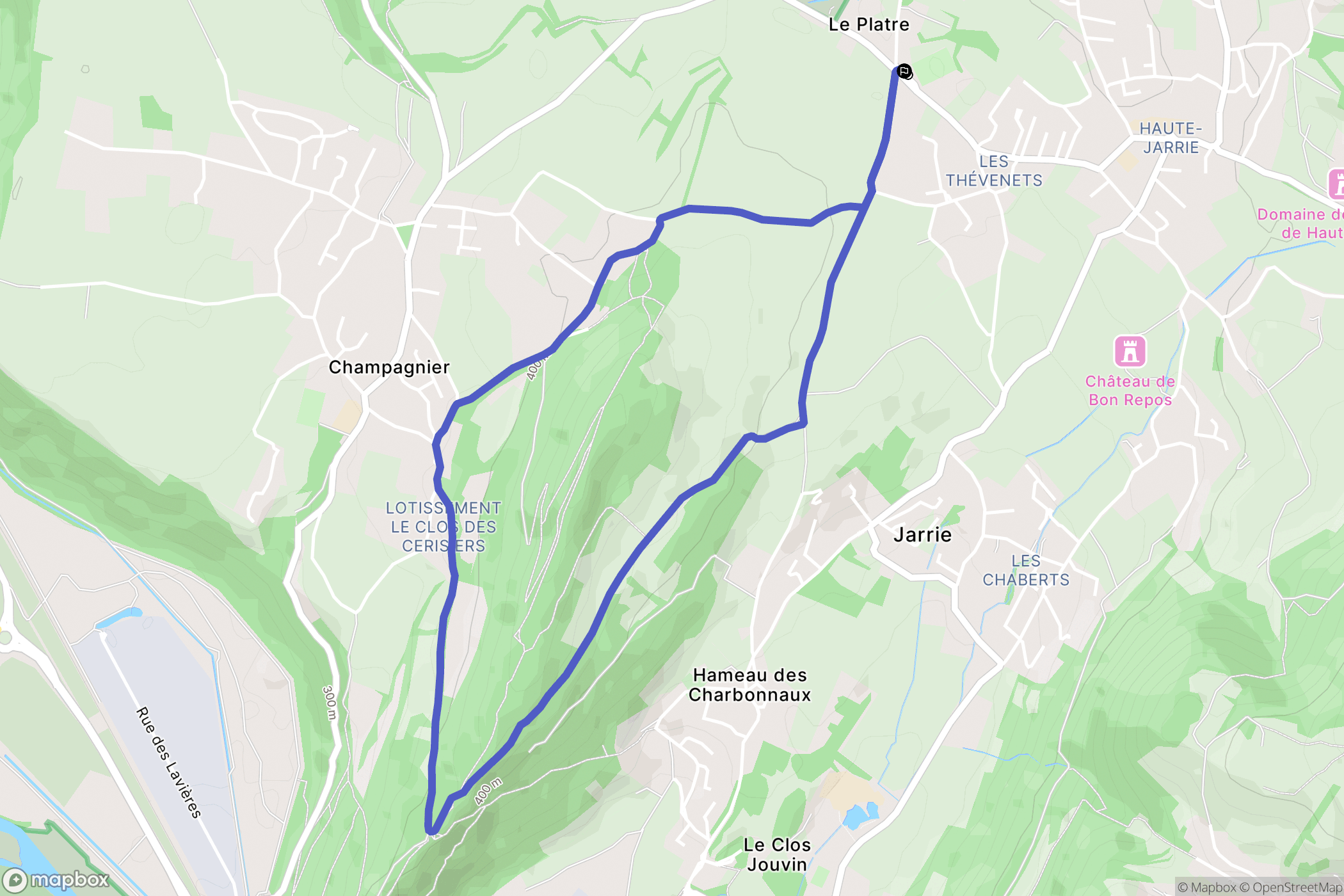 Jarrie : carte du parcours de randonnée - France