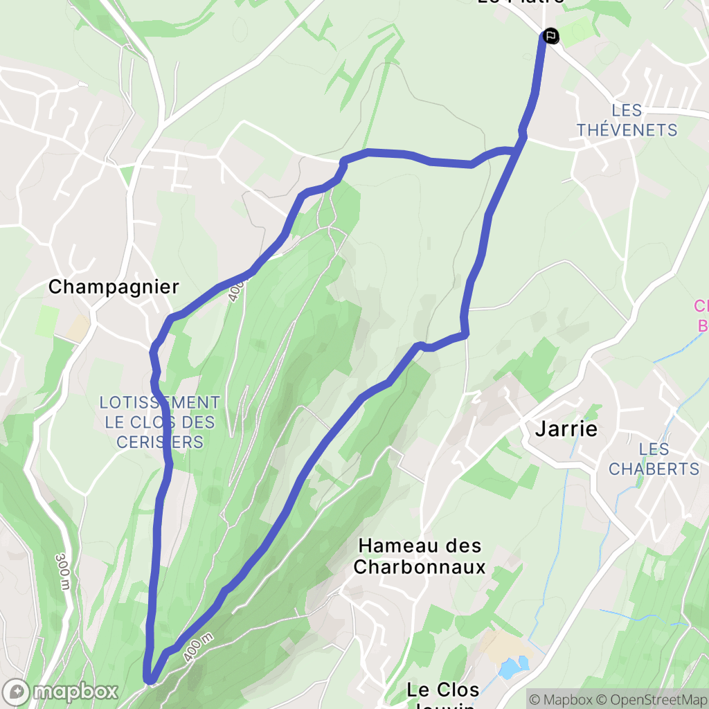 Jarrie : carte du parcours de randonnée - France