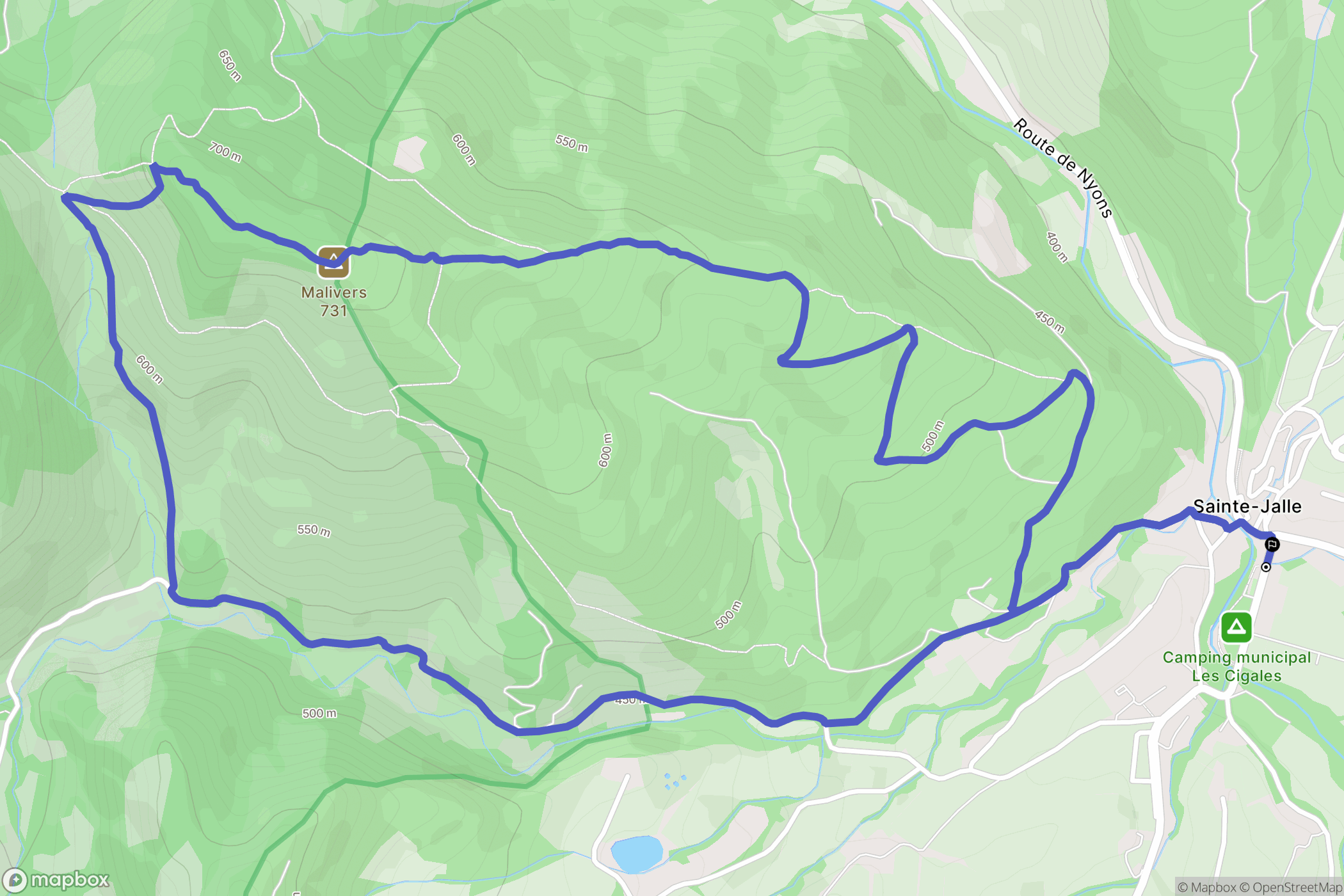Sainte-Jalle : carte du parcours de randonnée - France