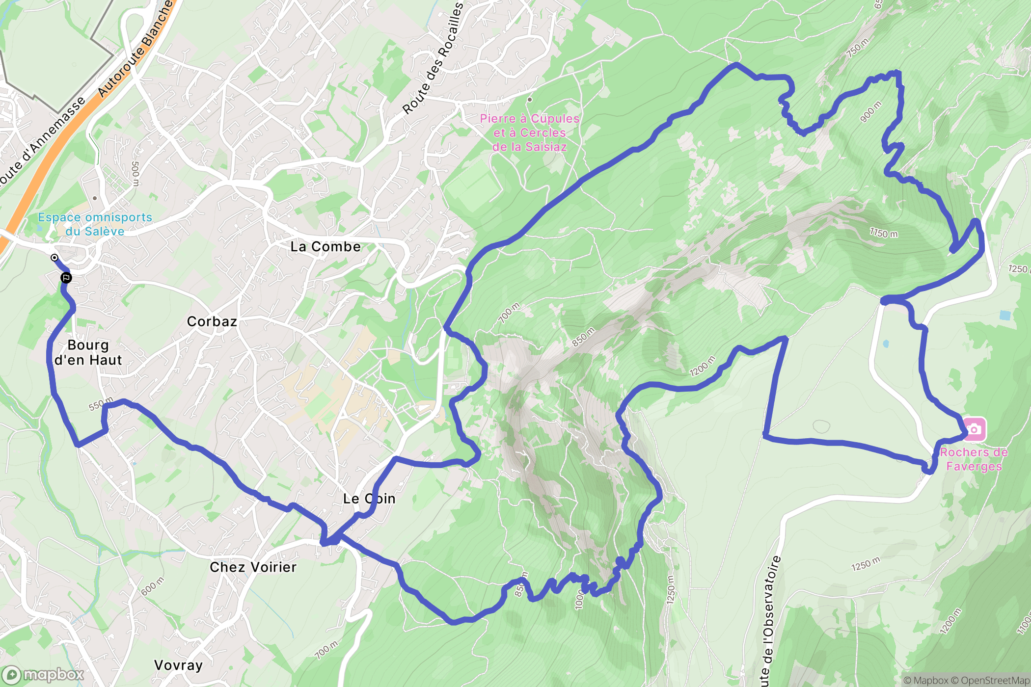 Collonges-sous-Salève : carte du parcours de randonnée - France