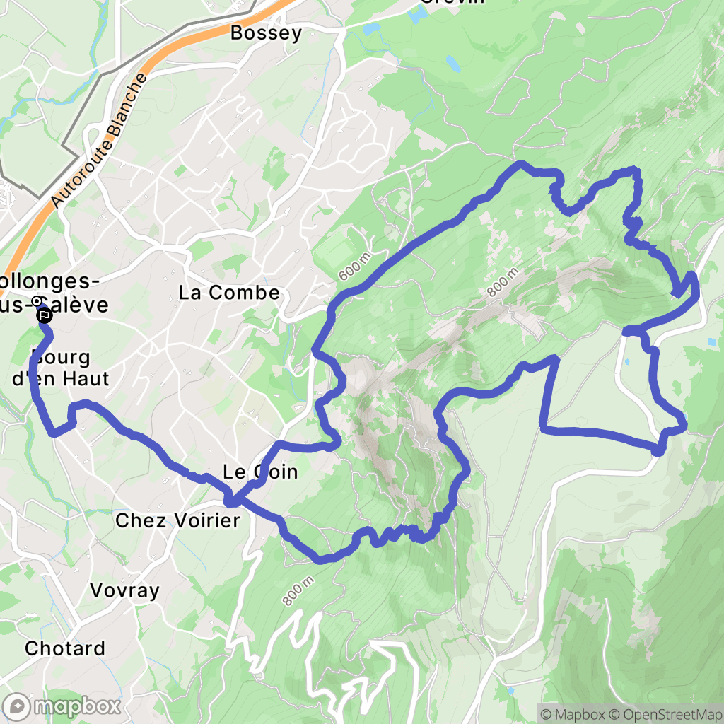 Collonges-sous-Salève : carte du parcours de randonnée - France