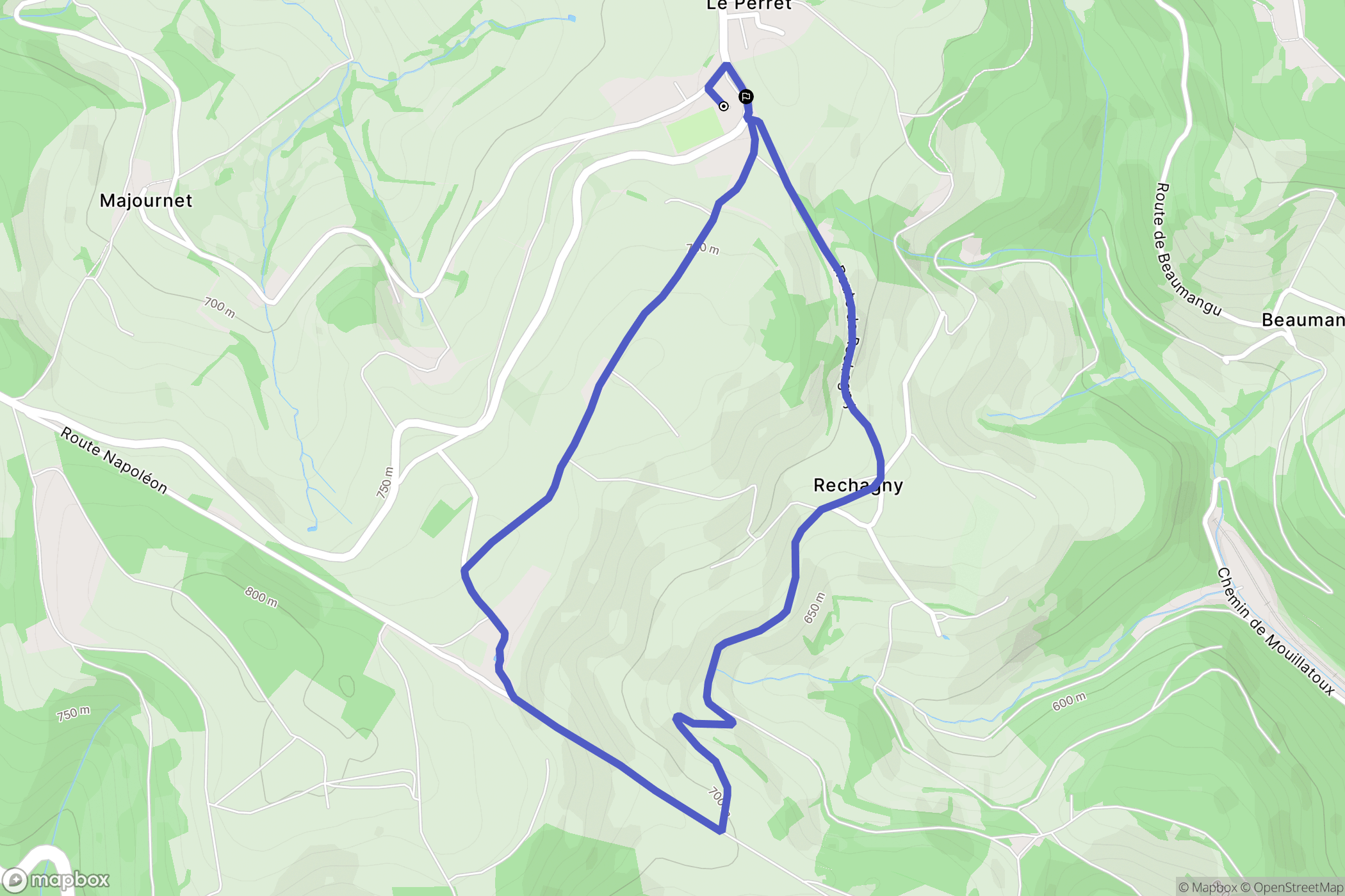 Les Sauvages : carte du parcours de randonnée - France