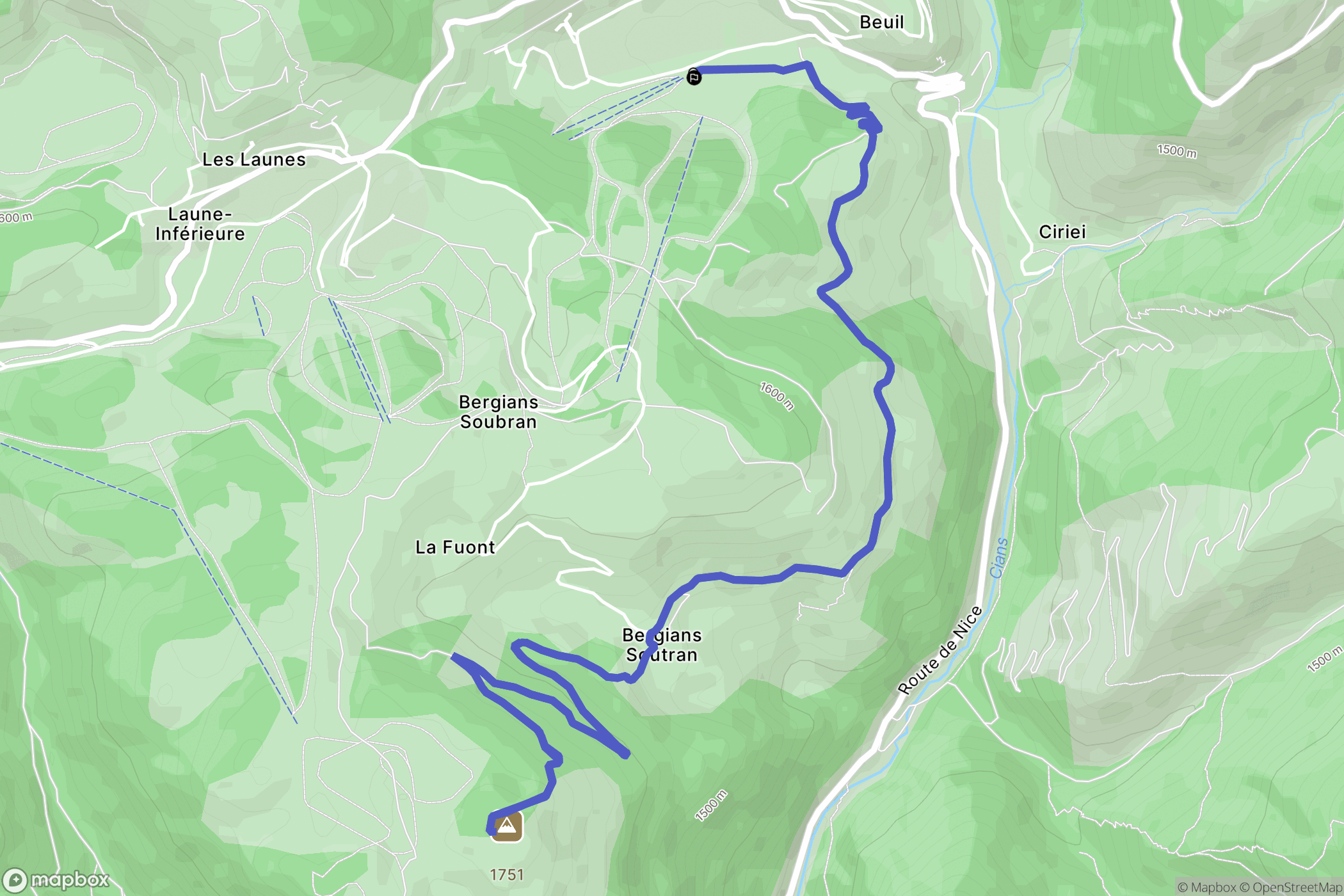 Beuil : carte du parcours de randonnée - France