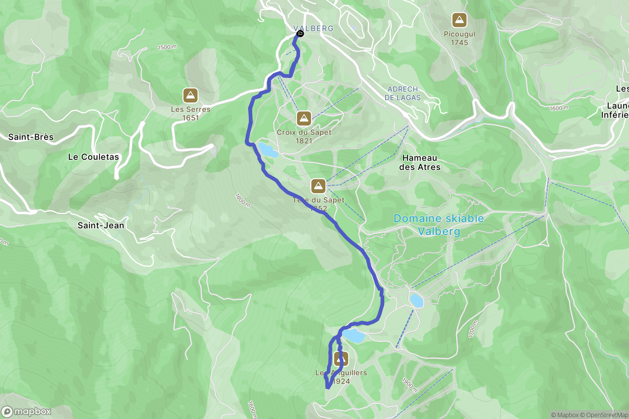 Péone : carte du parcours de randonnée - France