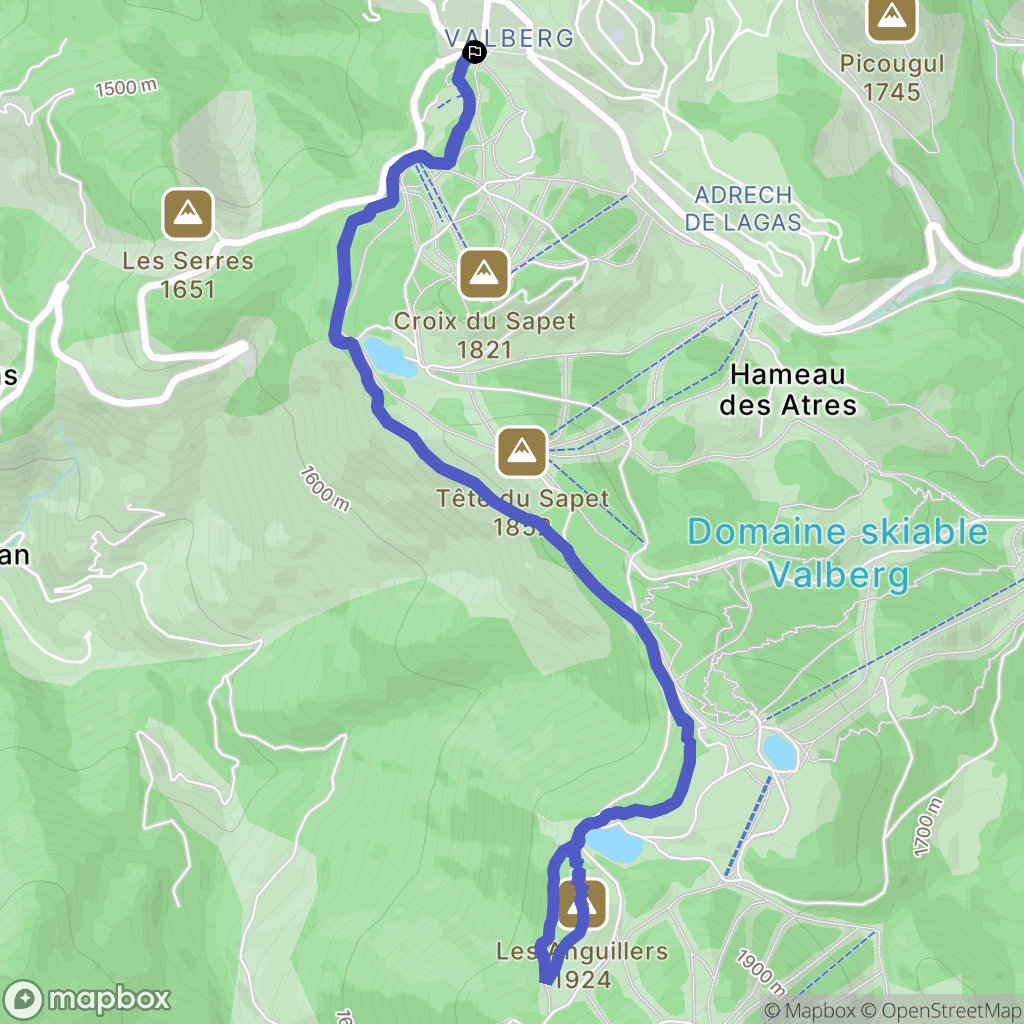 Péone : carte du parcours de randonnée - France