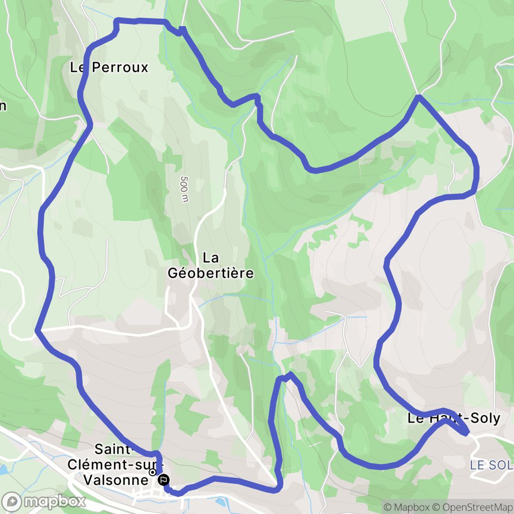 Saint-Clément-sur-Valsonne : carte du parcours de randonnée - France