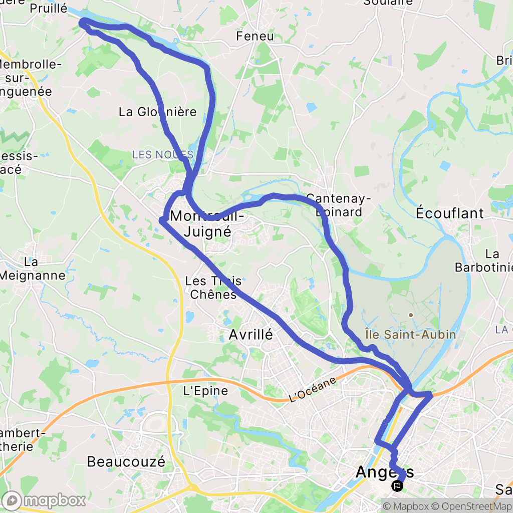 Angers : carte du parcours de randonnée - France