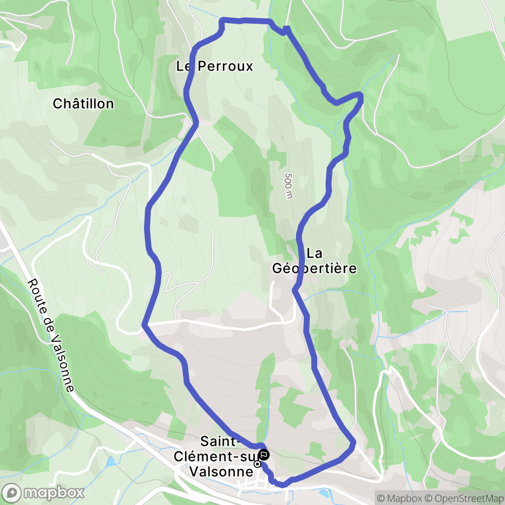 Saint-Clément-sur-Valsonne : carte du parcours de randonnée - France