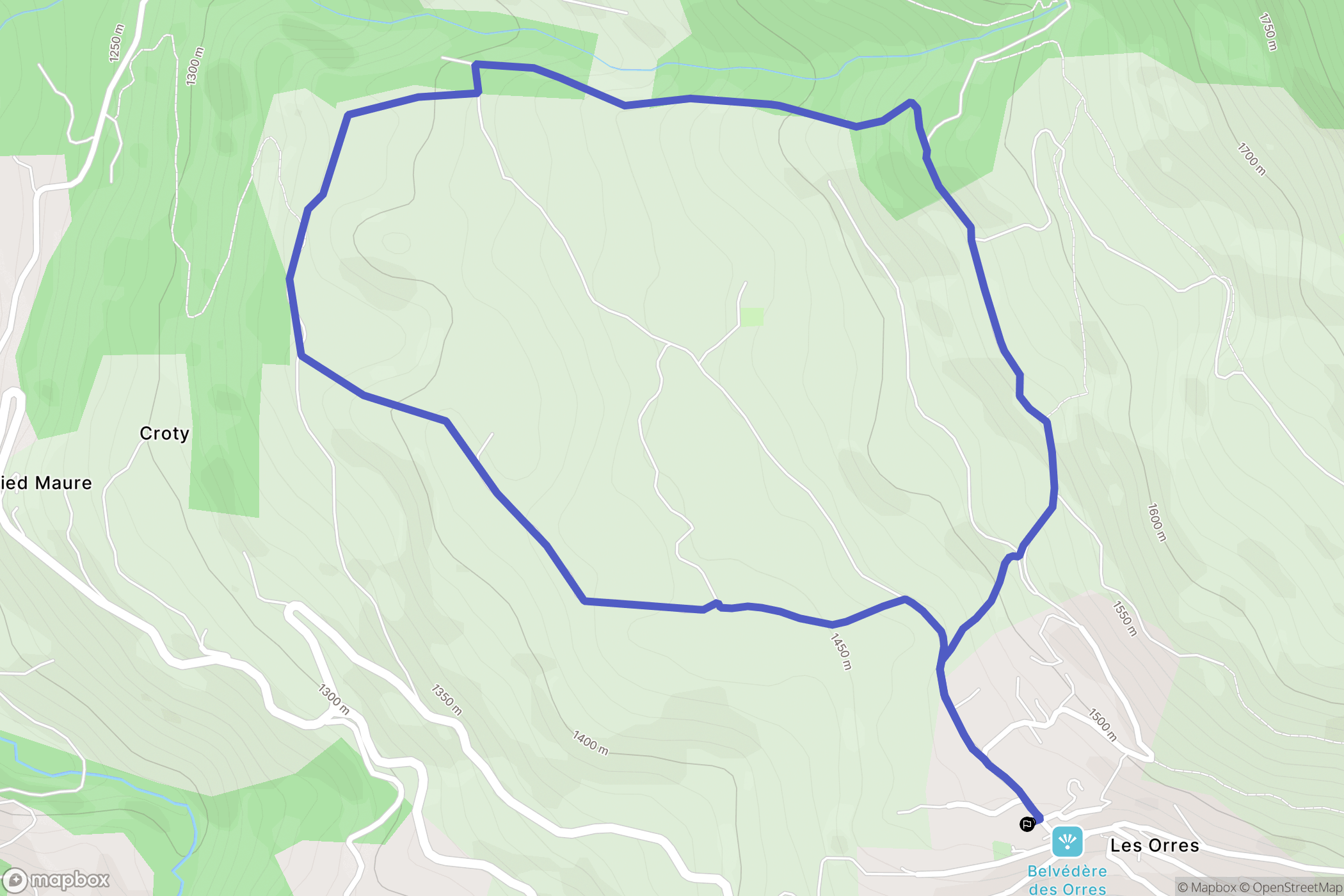 Les Orres : carte du parcours de randonnée - France