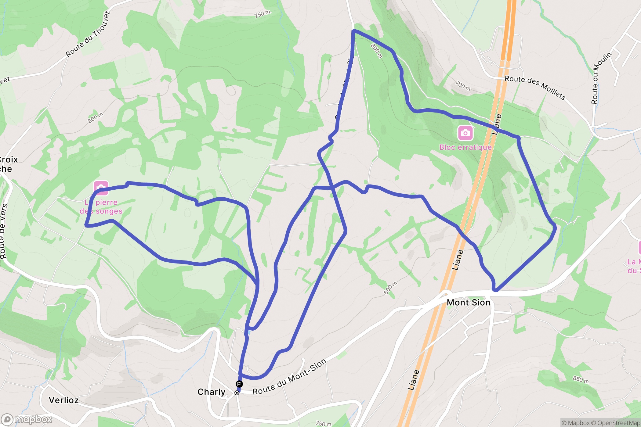 Andilly : carte du parcours de randonnée - France