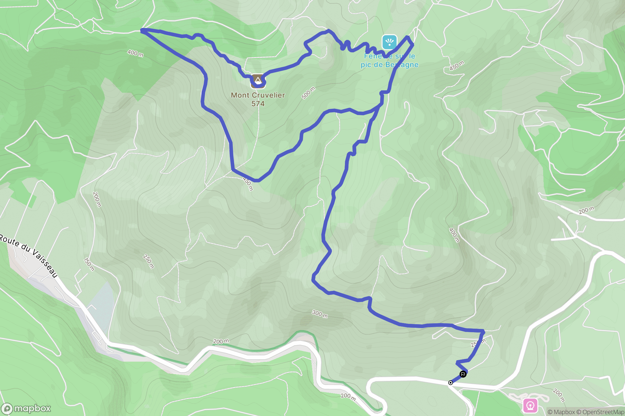 Col de l'Ange, Cuges-les-Pins : carte du parcours de randonnée - France
