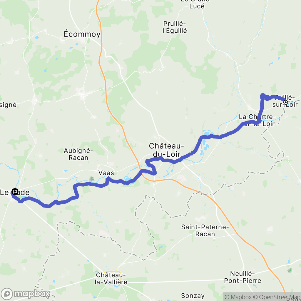 Loir-en-Vallée (Ruillé-sur-Loir) : carte du parcours de randonnée - France