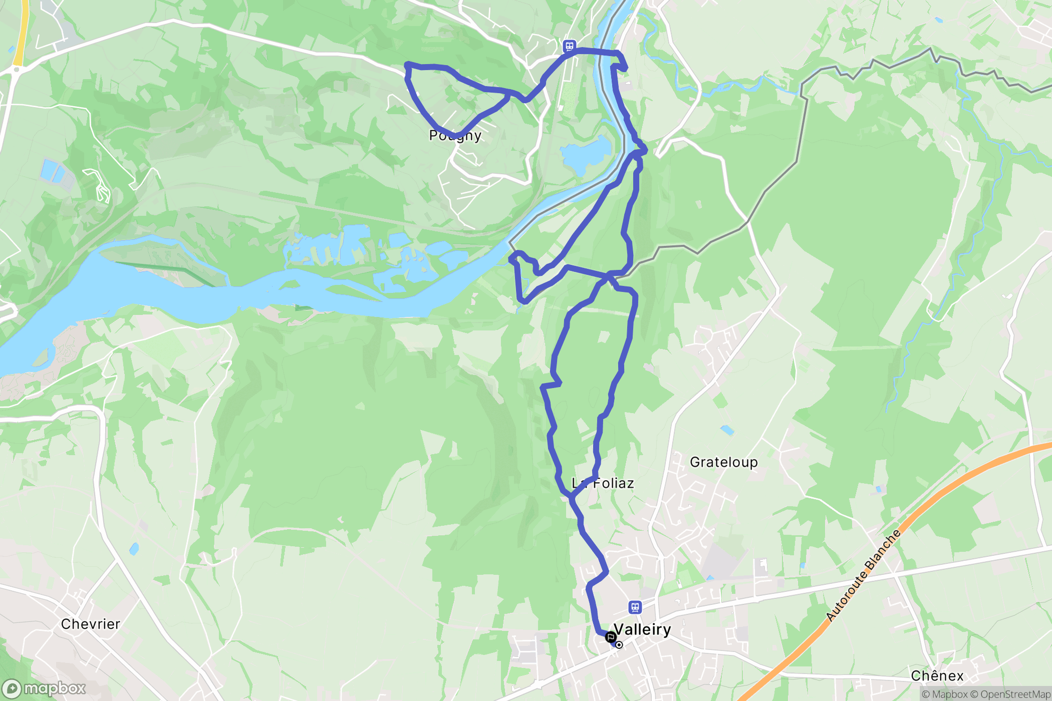 Valleiry : carte du parcours de randonnée - France