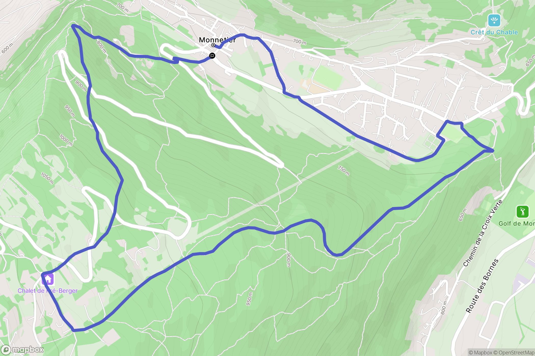 Monnetier-Mornex : carte du parcours de randonnée - France