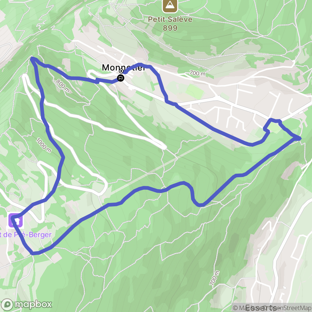 Monnetier-Mornex : carte du parcours de randonnée - France