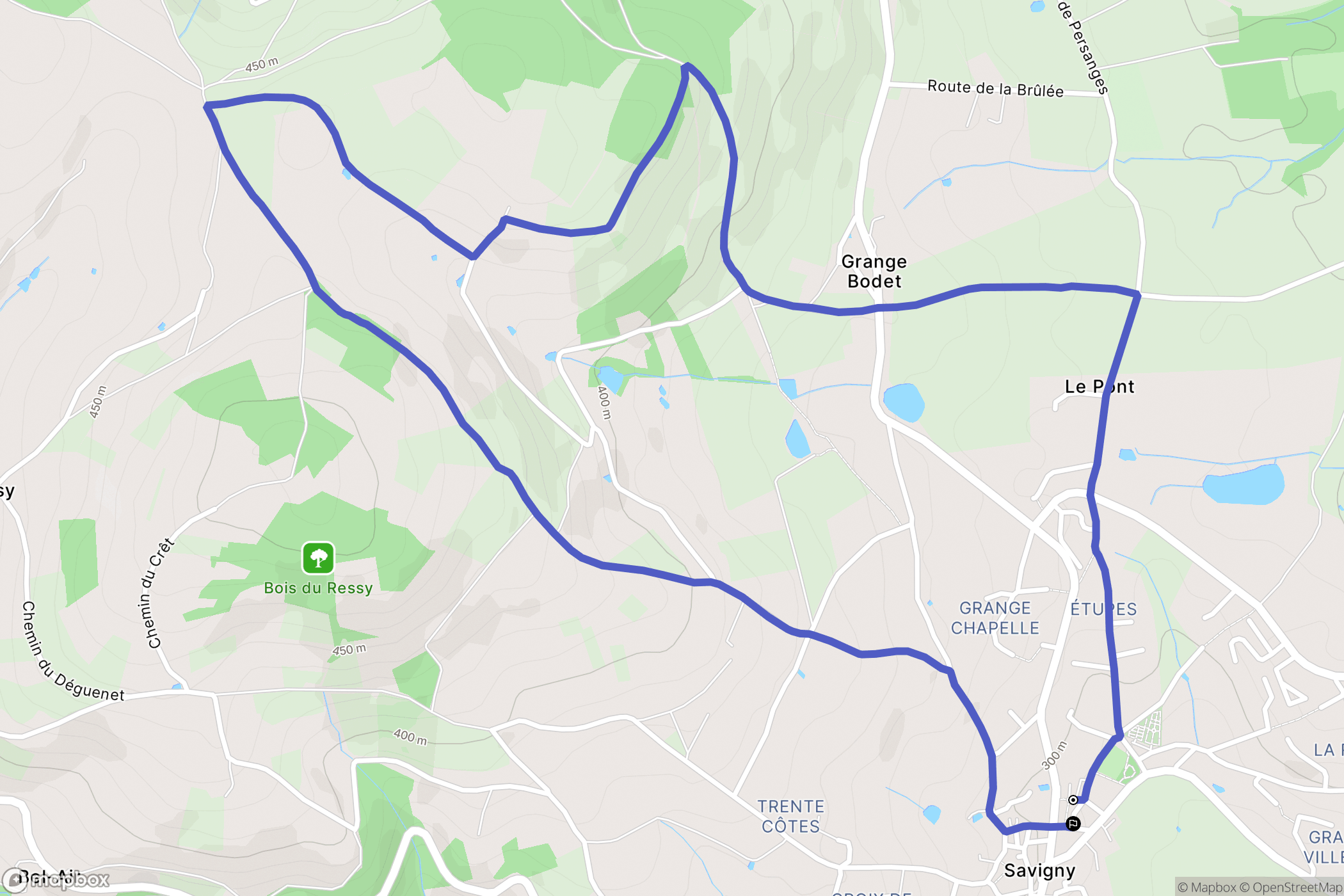 Savigny : carte du parcours de randonnée - France