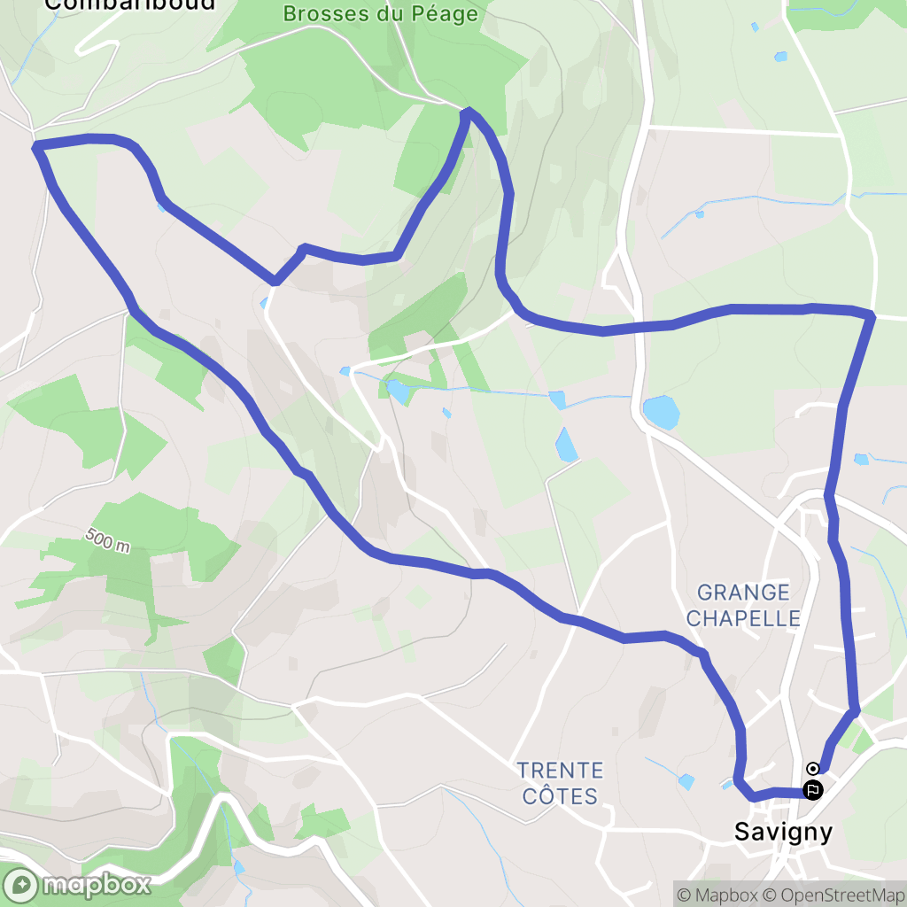 Savigny : carte du parcours de randonnée - France