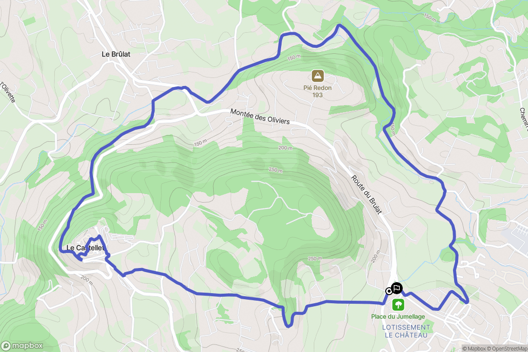 Le Castellet : carte du parcours de randonnée - France