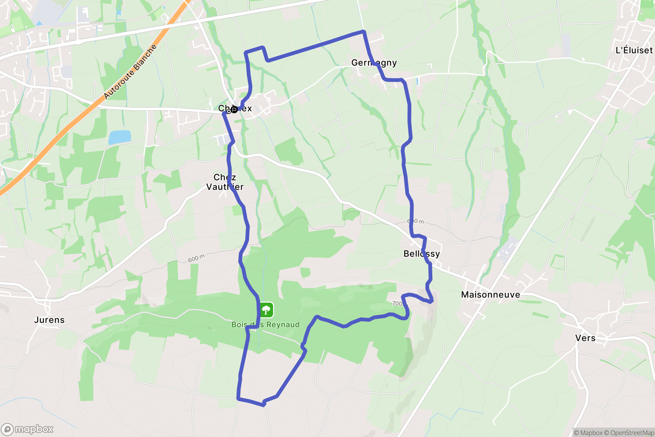 Chênex : carte du parcours de randonnée - France