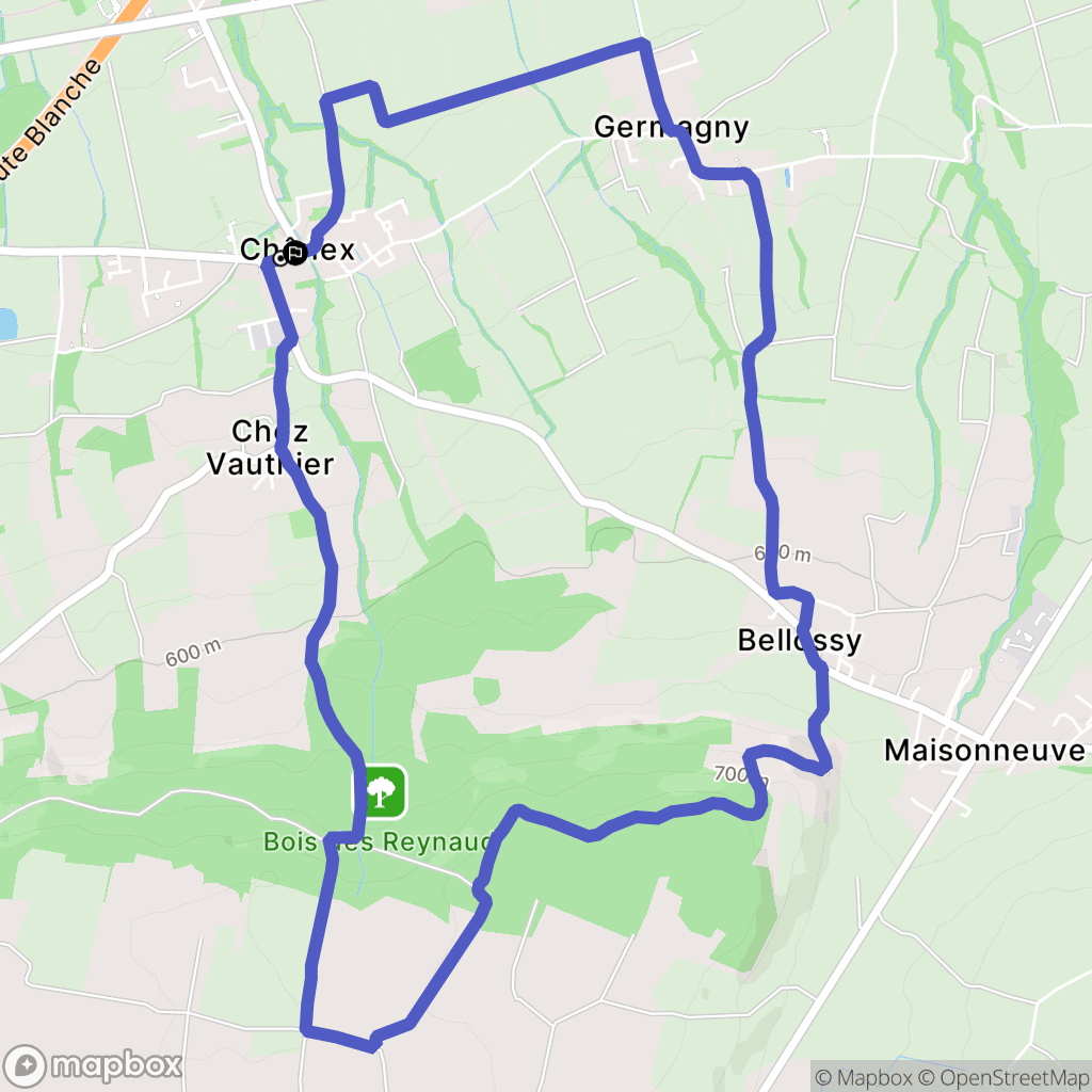 Chênex : carte du parcours de randonnée - France