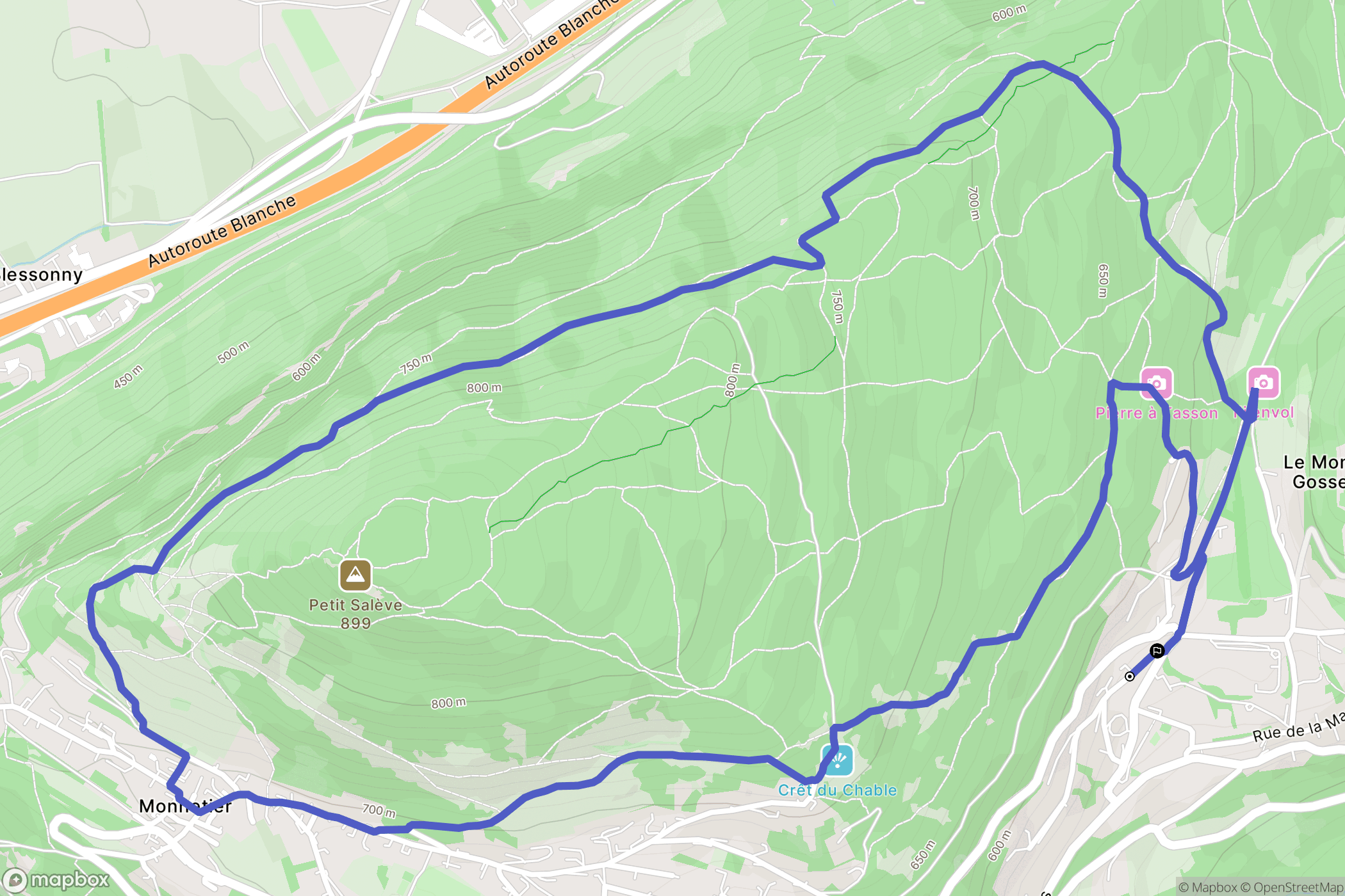 Monnetier-Mornex : carte du parcours de randonnée - France