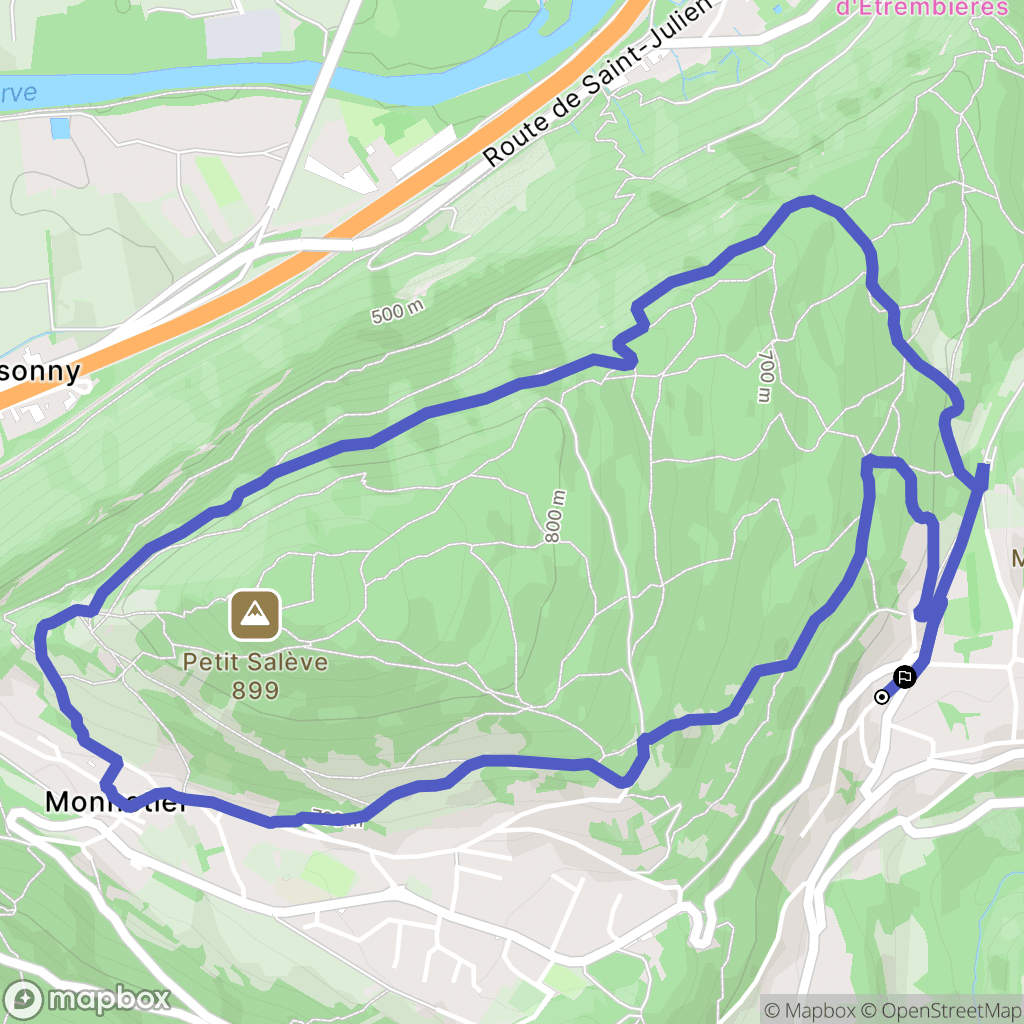 Monnetier-Mornex : carte du parcours de randonnée - France