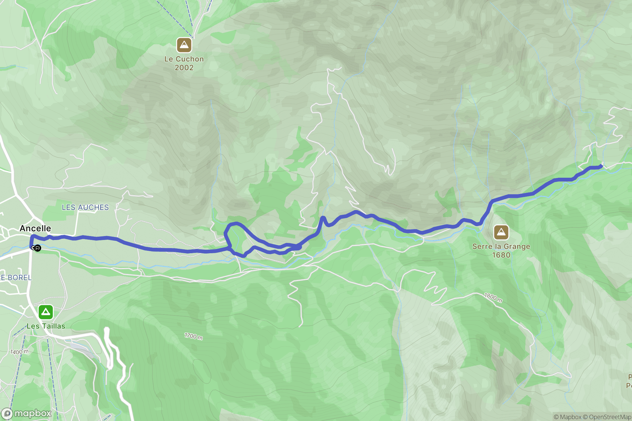 Ancelle : carte du parcours de randonnée - France