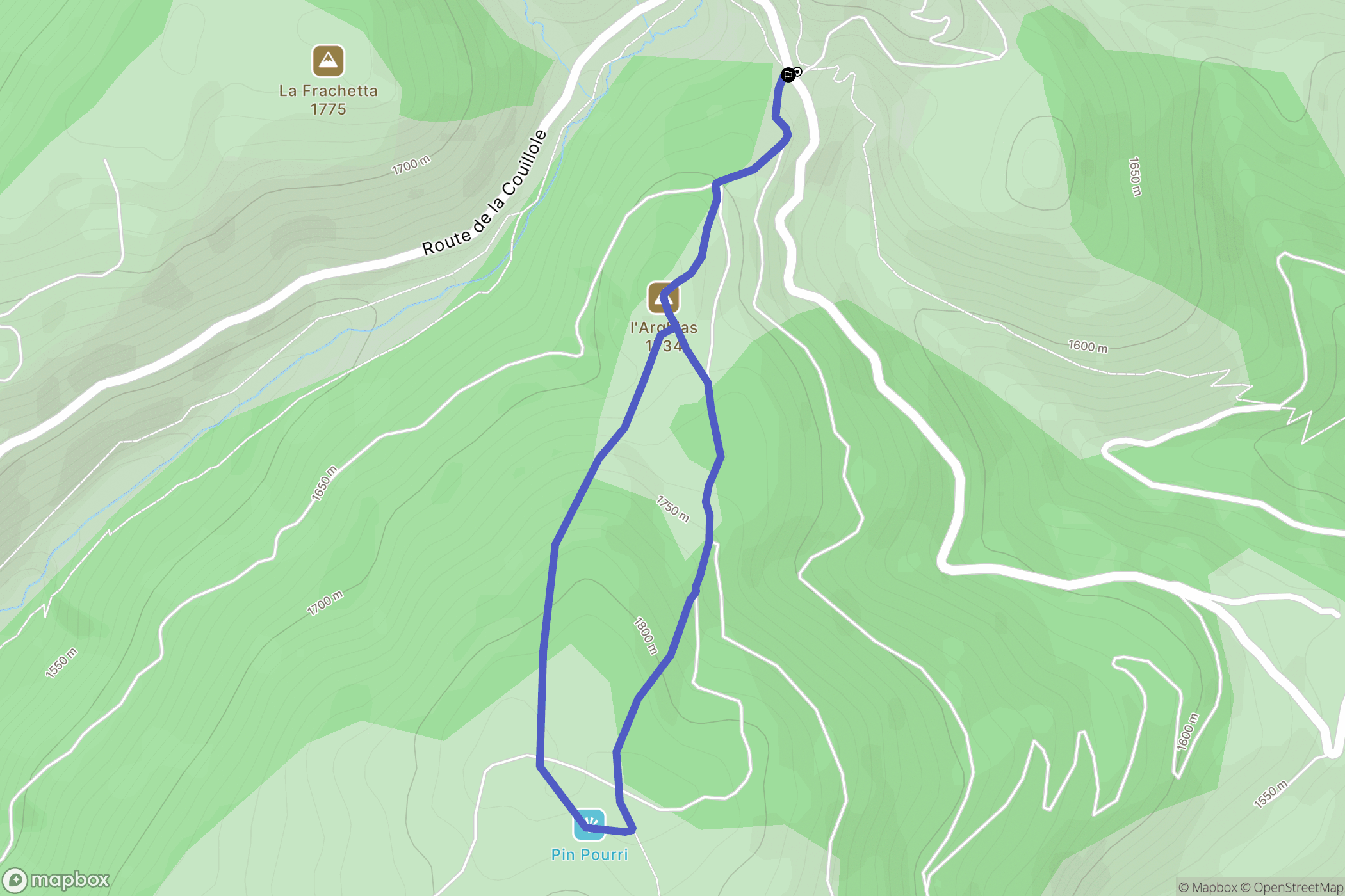 Roubion : carte du parcours de randonnée - France