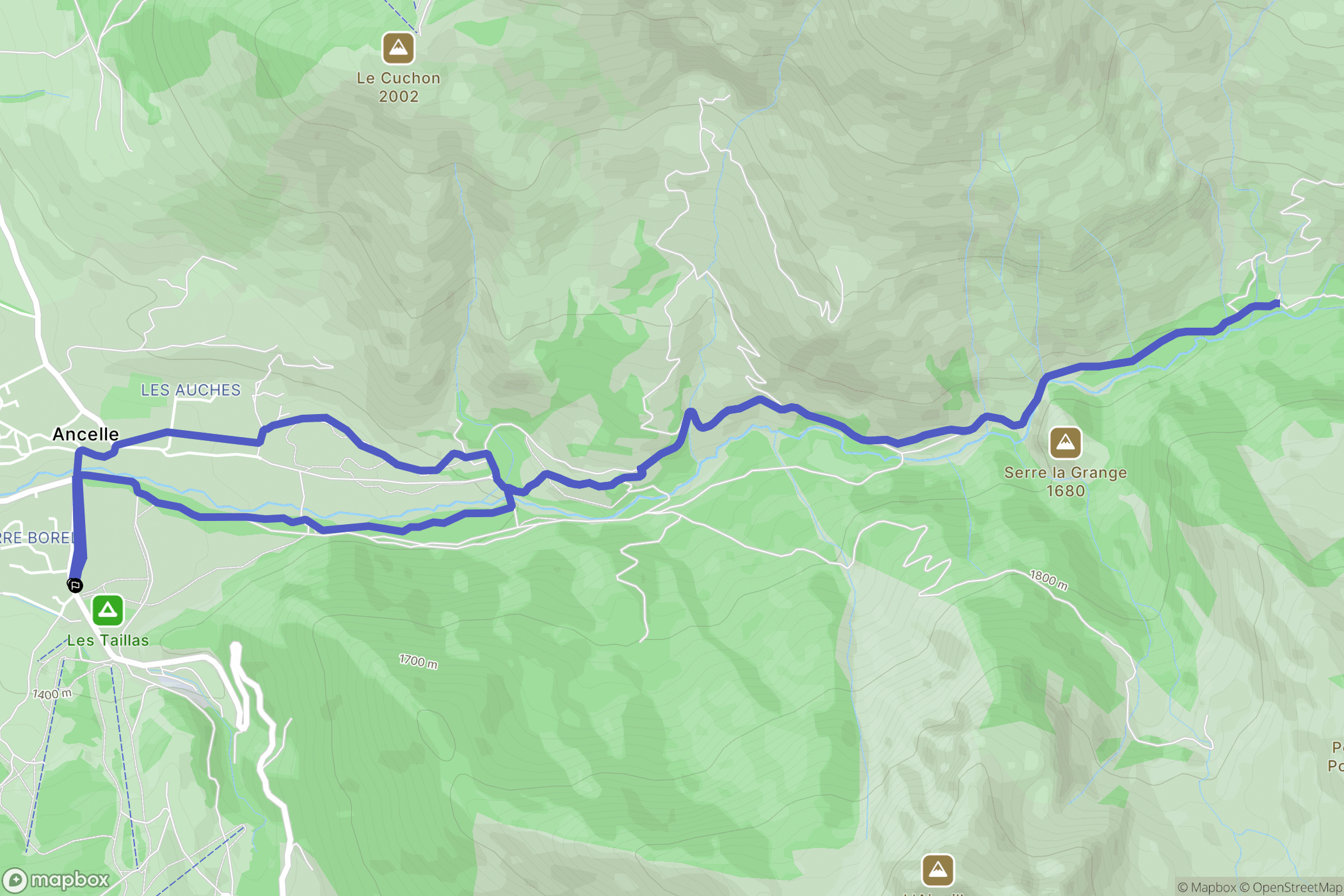 Ancelle : carte du parcours de randonnée - France