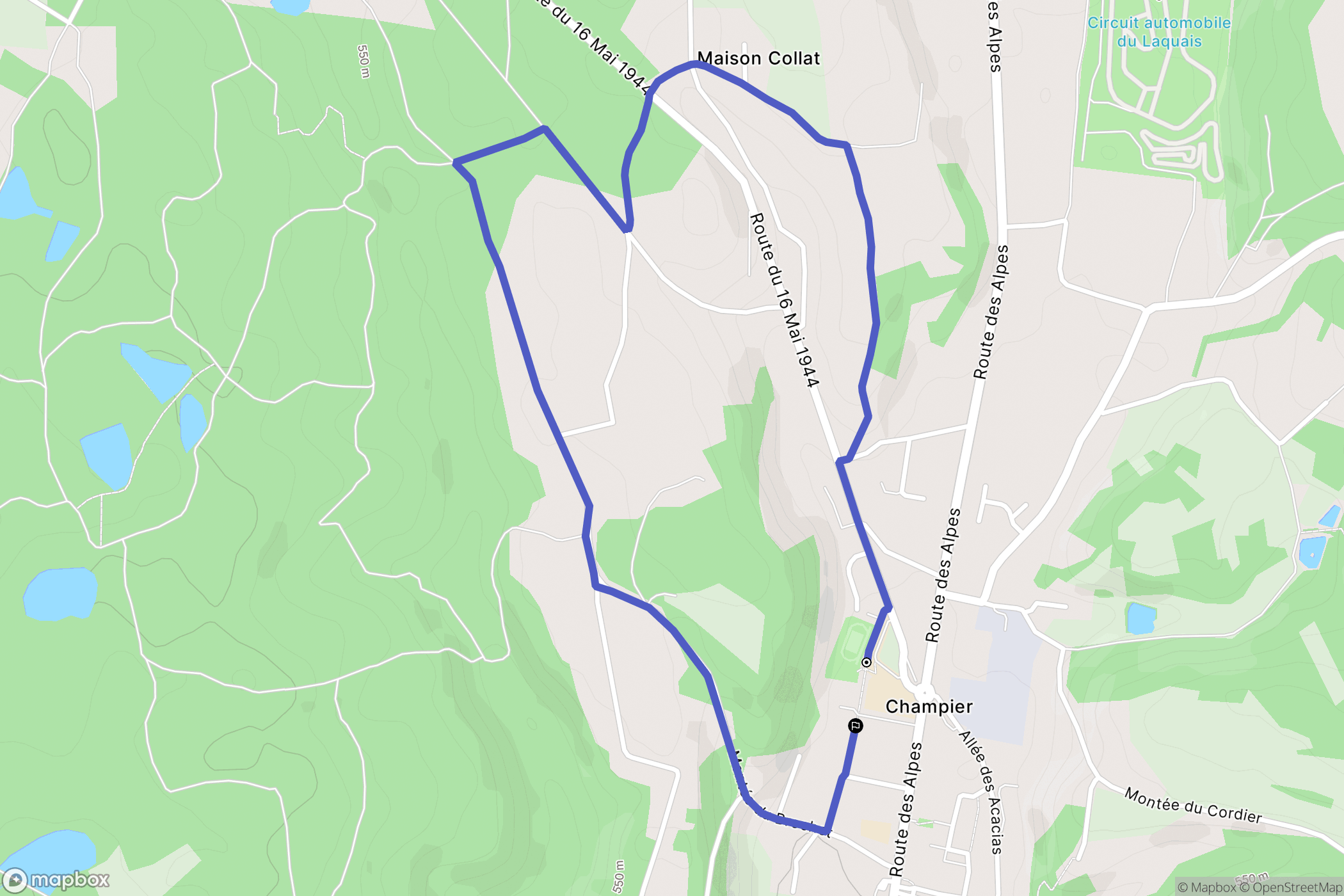 Champier : carte du parcours de randonnée - France