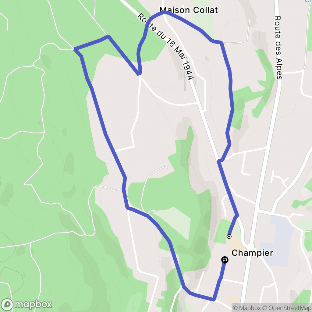 Champier : carte du parcours de randonnée - France
