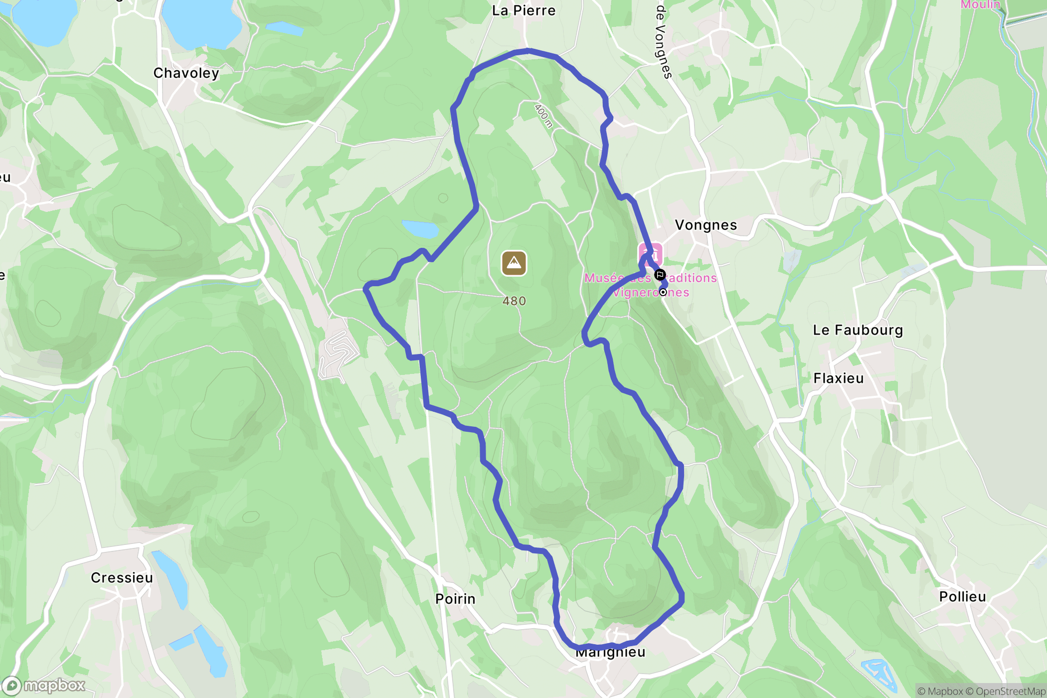 Vongnes : carte du parcours de randonnée - France