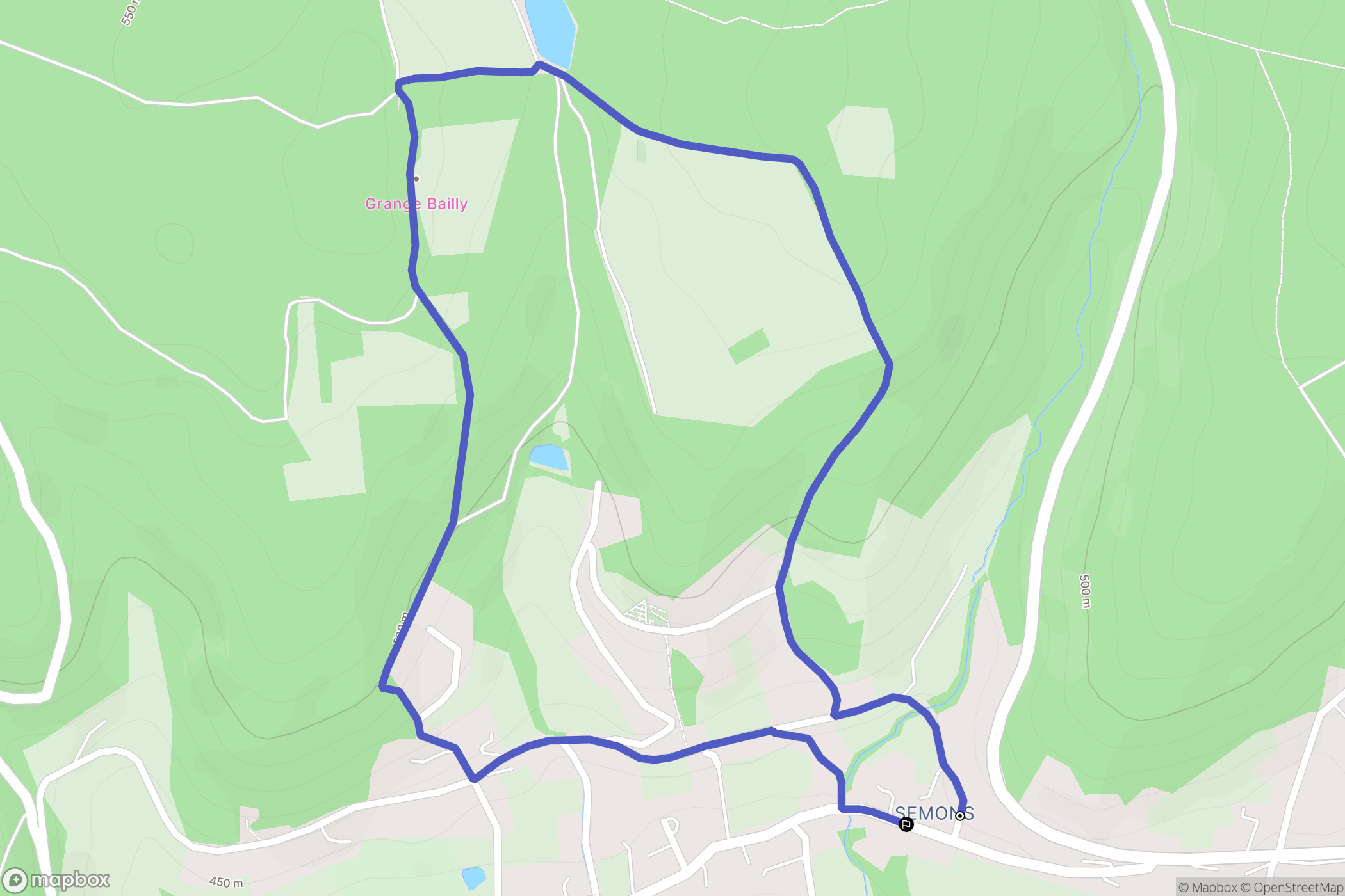 Porte-des-Bonnevaux : carte du parcours de randonnée - France
