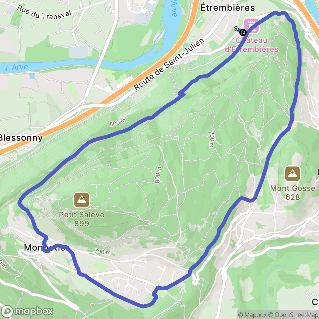 Étrembières : carte du parcours de randonnée - France