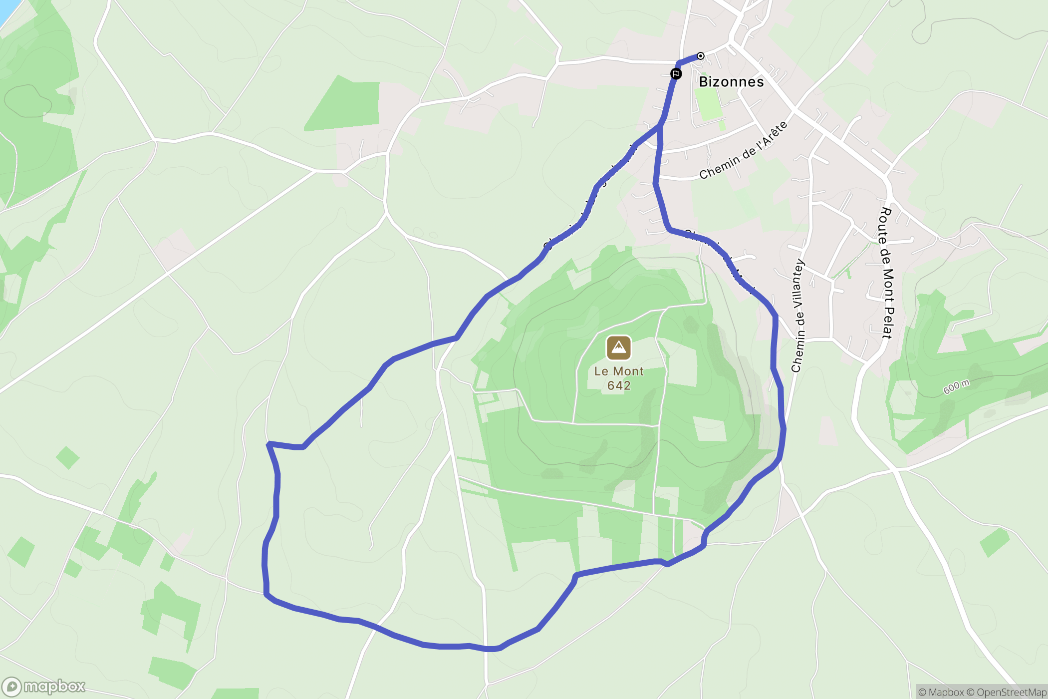 Bizonnes : carte du parcours de randonnée - France