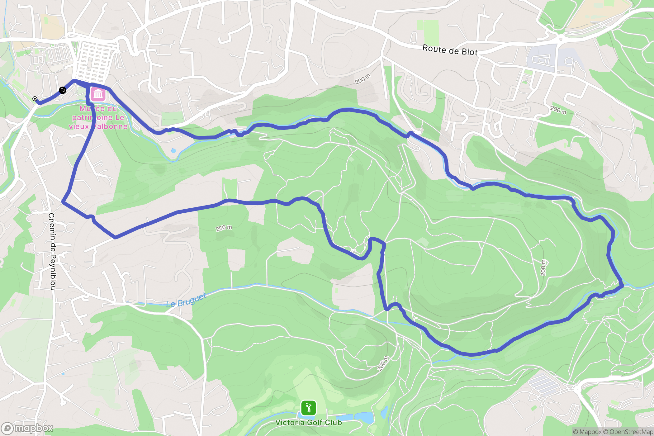 Valbonne : carte du parcours de randonnée - France