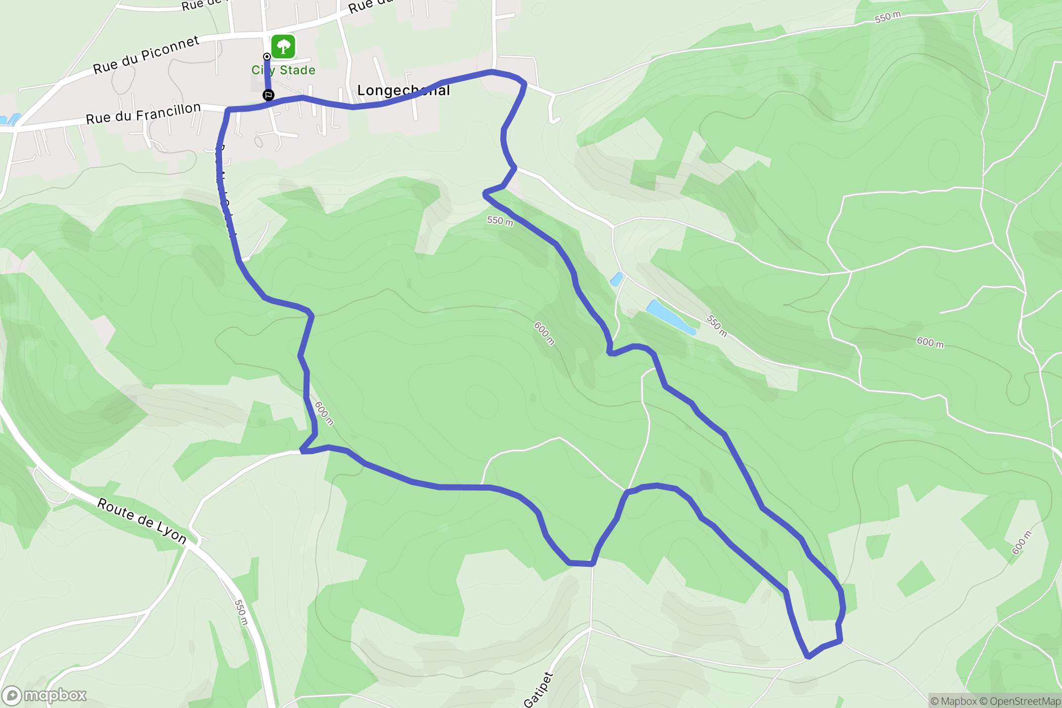 Longechenal : carte du parcours de randonnée - France